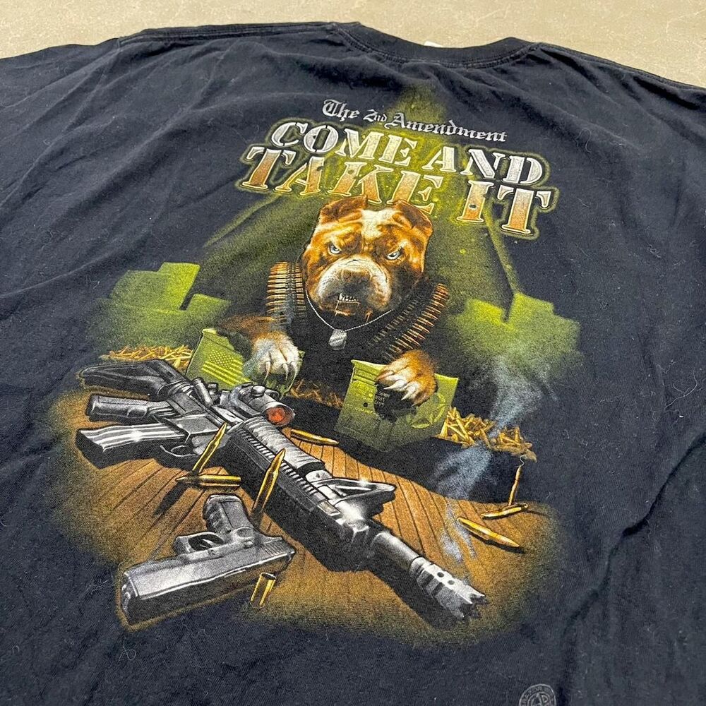 N2ND Amendment “Come And Take It” Pit Bull Shirt Men’s Black AR15 Patriotic Tee